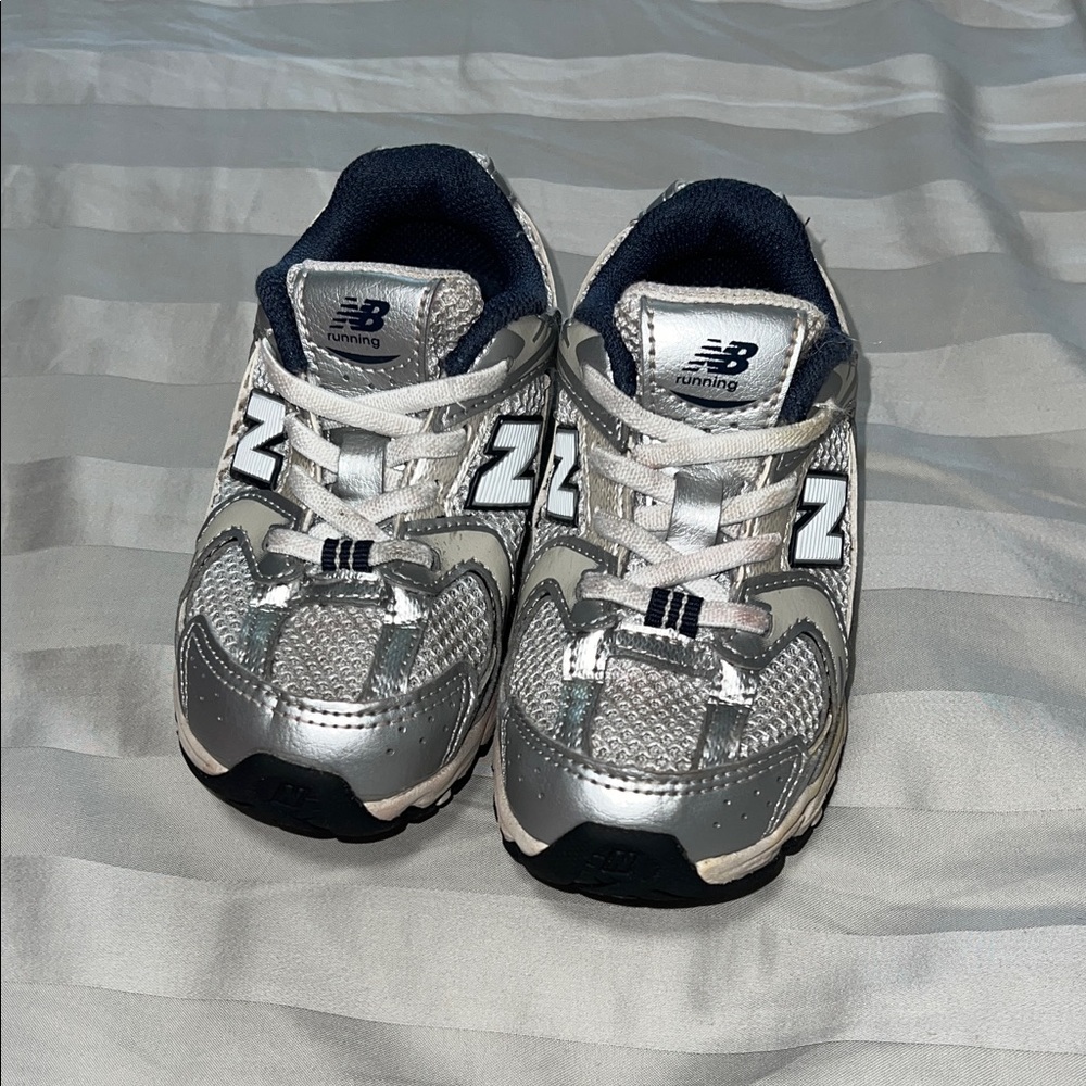 New Balance Kids Metallic Silver Sneakers